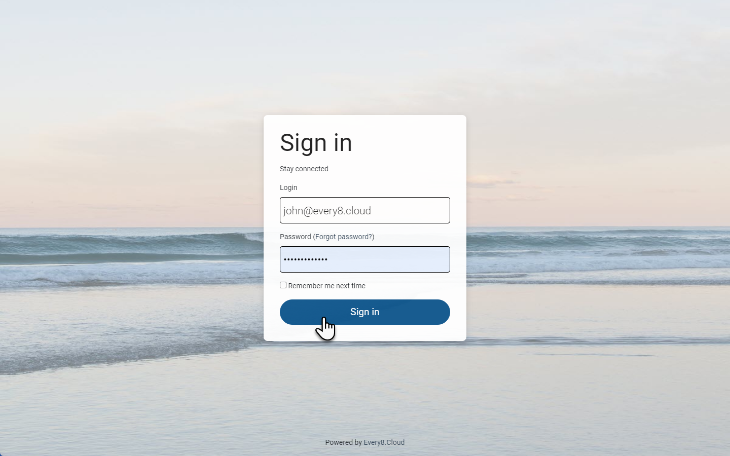 Sign in screenshot
