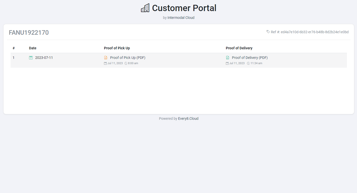 Customer Portal for Intermodal.Cloud