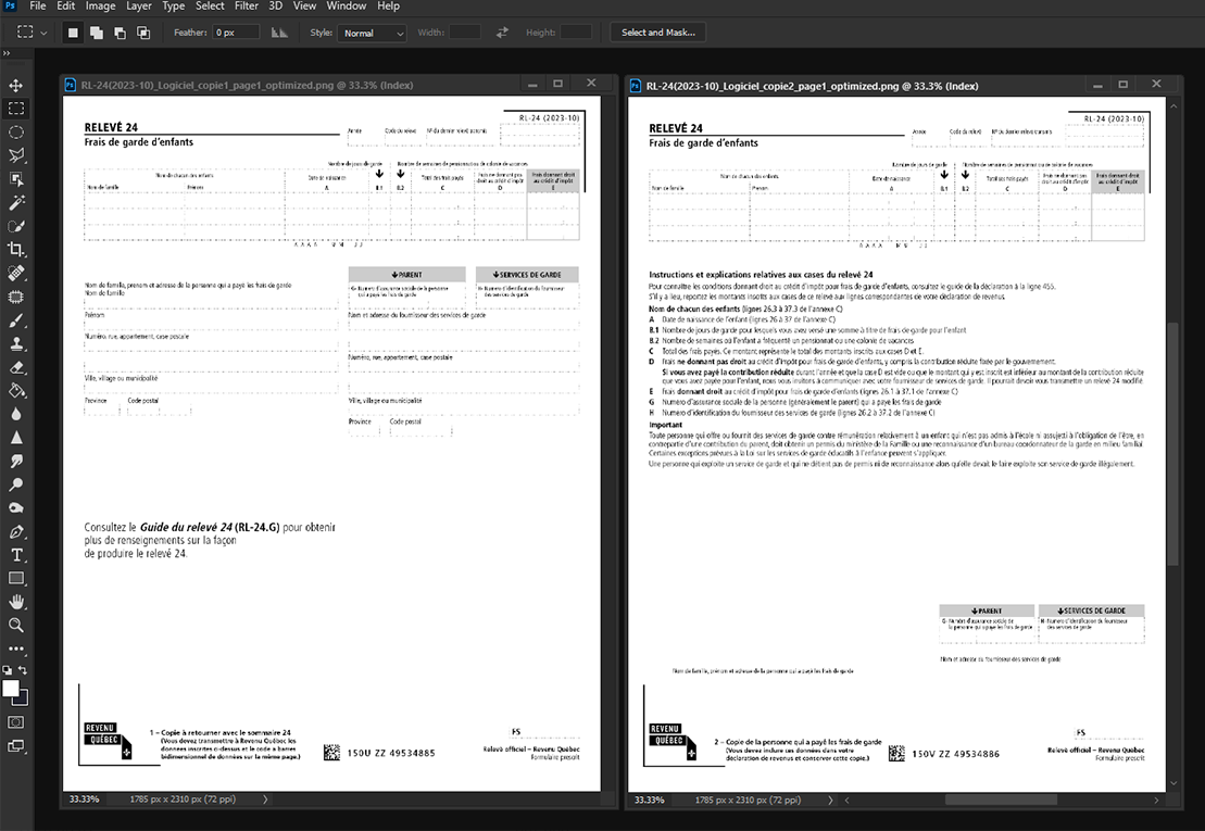 Updated print forms for the Relevés 24 EN LIGNE App Updated print forms for the Relevés 24 EN LIGNE App