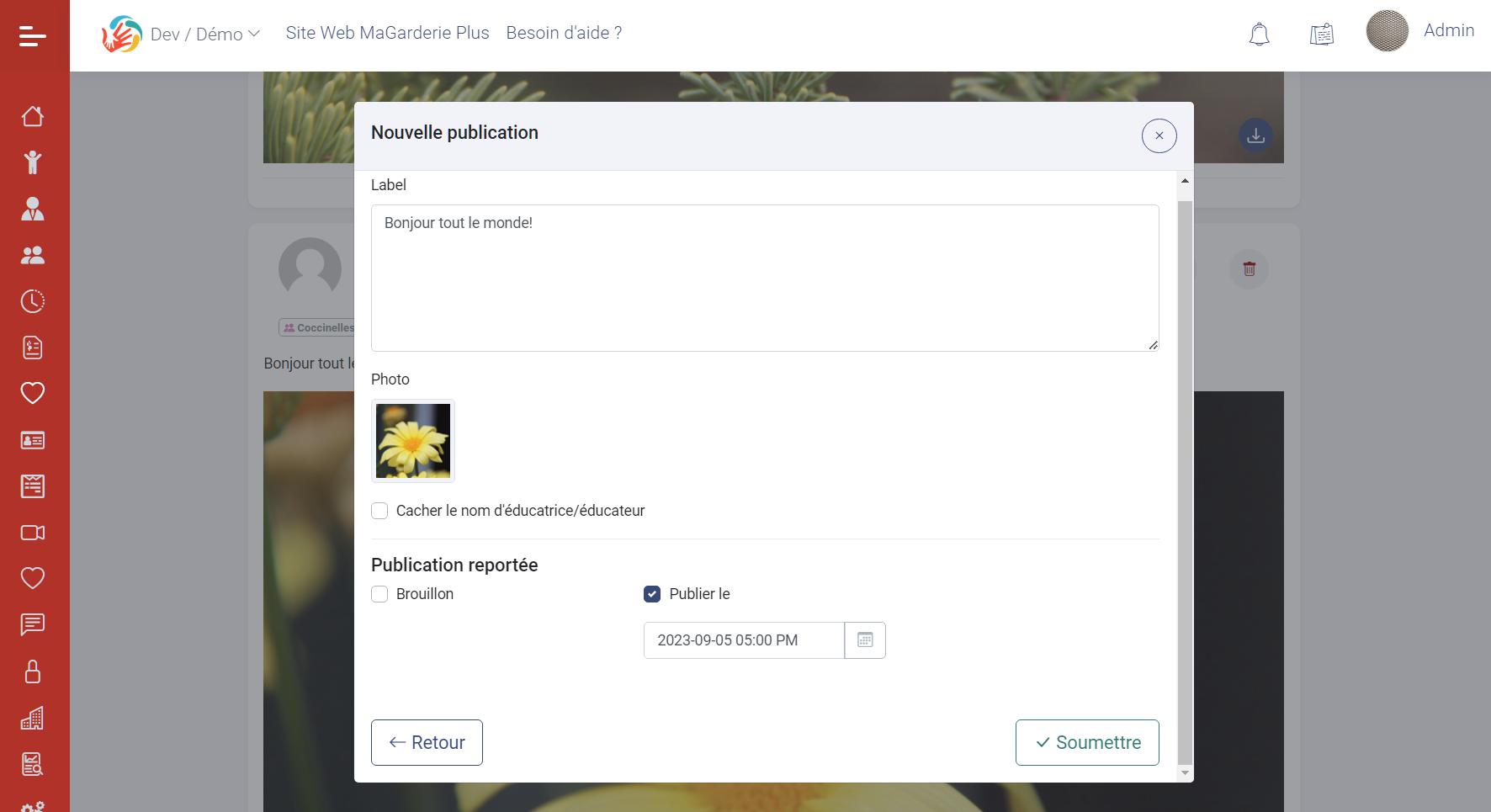 MaGarderie Plus: Parent Link — Postponed Publication MaGarderie Plus: Parent Link — Postponed Publication