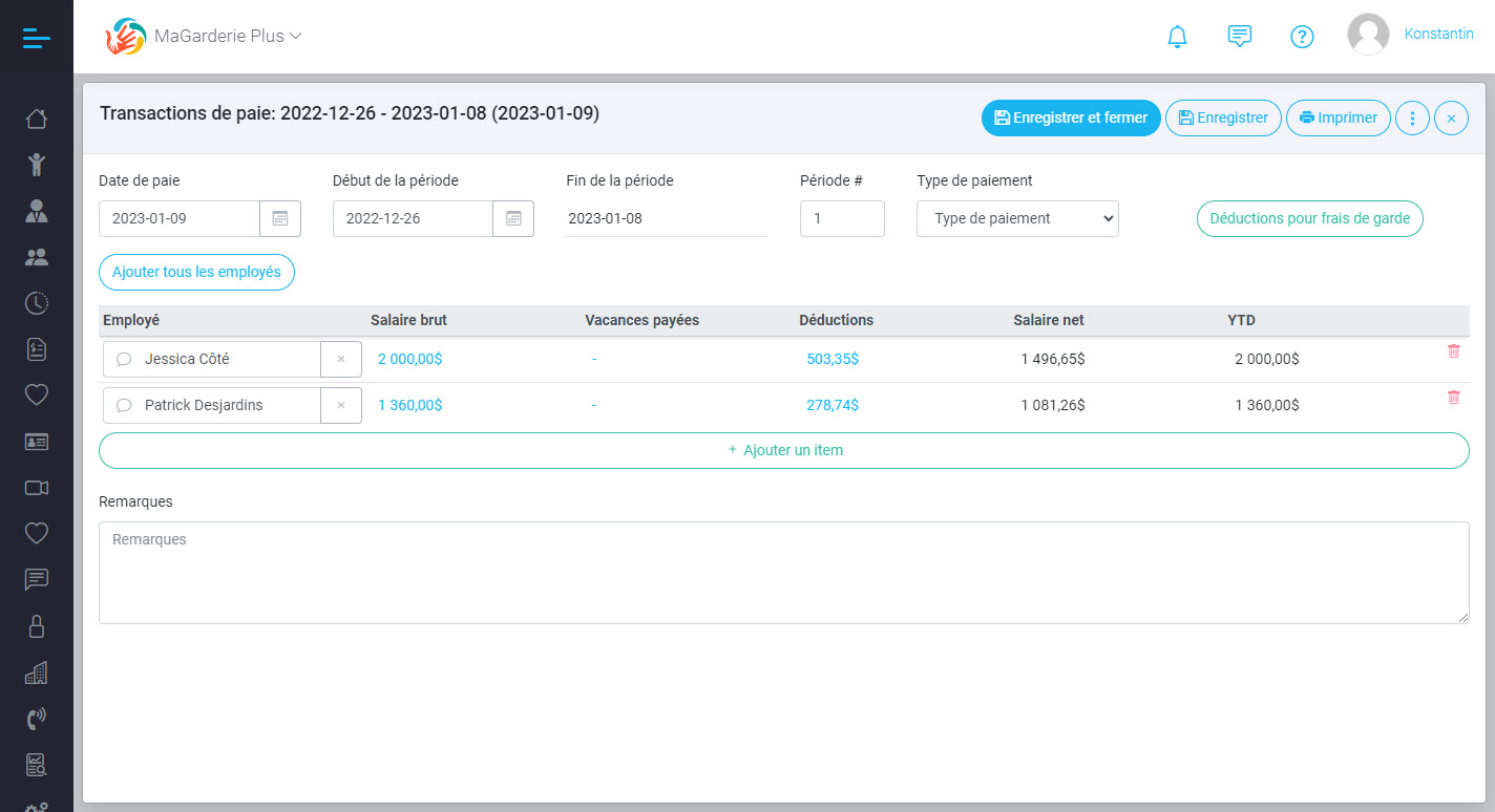 Employee payroll calculation module has been added to the MaGarderie Plus application. Employee payroll calculation module has been added to the MaGarderie Plus application.