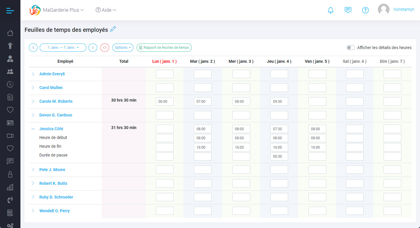 Employee time management has reached a new level with our MaGarderie Plus application. Employee time management has reached a new level with our MaGarderie Plus application.